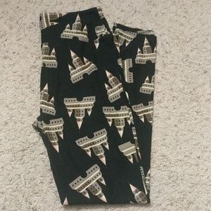 Lularoe Black background Disney Castle legging
